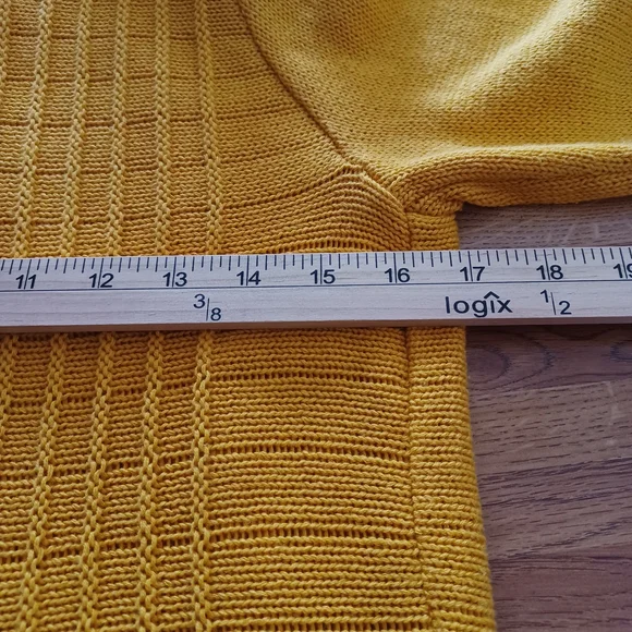 Open-Front Knit Cardigan Sweater Mustard Yellow Size M Cozycore Autumn Boho Chic - Picture 10 of 13